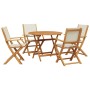 Set de comedor de jardín 5 pzas tela madera maciza blanco crema de vidaXL, Conjuntos de jardín - Ref: Foro24-3281820, Precio:...