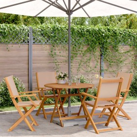 Garden dining set 5 pieces taupe gray solid wood fabric by vidaXL, Garden sets - Ref: Foro24-3281822, Price: 329,02 €, Discou...