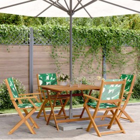 Garden dining set 5 pieces solid wood fabric leaf print by vidaXL, Garden sets - Ref: Foro24-3281836, Price: 352,99 €, Discou...