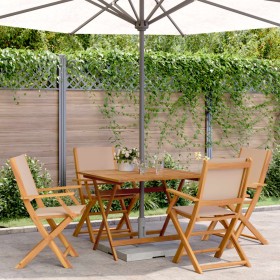 Garden dining set 5 pieces taupe gray solid wood fabric by vidaXL, Garden sets - Ref: Foro24-3281834, Price: 352,99 €, Discou...