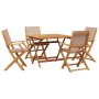 Set de comedor de jardín 5 pzas tela madera maciza gris taupe de vidaXL, Conjuntos de jardín - Ref: Foro24-3281834, Precio: 3...