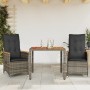 Garden chairs and table with cushions 3 pieces gray PE rattan by vidaXL, Garden sets - Ref: Foro24-3276843, Price: 311,54 €, ...