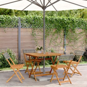 Garden dining set 5 pieces PE rattan solid wood gray by vidaXL, Garden sets - Ref: Foro24-3281779, Price: 275,99 €, Discount: %