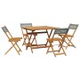 Set de comedor de jardín 5 piezas ratán PE madera maciza gris de vidaXL, Conjuntos de jardín - Ref: Foro24-3281779, Precio: 2...