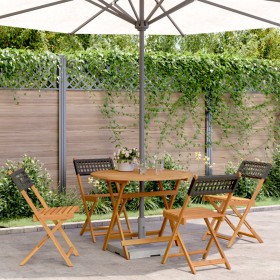 Garden dining set 5 pieces PE rattan solid wood black by vidaXL, Garden sets - Ref: Foro24-3281766, Price: 256,40 €, Discount: %