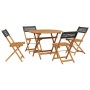 Set de comedor de jardín 5 pzas ratán PE madera maciza negro de vidaXL, Conjuntos de jardín - Ref: Foro24-3281766, Precio: 25...