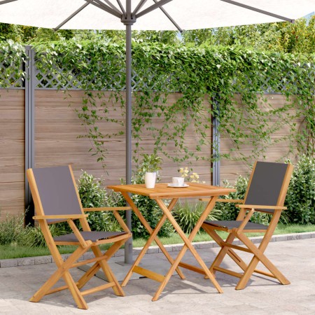 3-teiliges Bistro-Set aus anthrazitfarbenem Massivholz und Stoff von vidaXL, Gartensets - Ref: Foro24-3281881, Preis: 198,40 ...