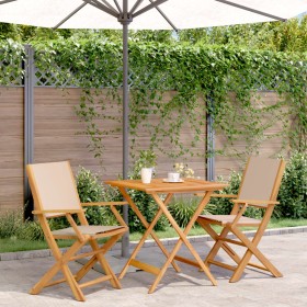 3-teiliges Bistroset aus Stoff und massivem Buchenholz von vidaXL, Gartensets - Ref: Foro24-3281883, Preis: 202,99 €, Rabatt: %