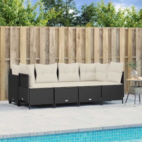 5-teiliges Gartenmöbel-Set und schwarze synthetische Rattankissen von vidaXL, Gartensets - Ref: Foro24-3261521, Preis: 368,99...