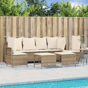 Gartensofa-Set mit Kissen, 5-teilig, beiges synthetisches Rattan von vidaXL, Gartensets - Ref: Foro24-3261549, Preis: 415,99 ...