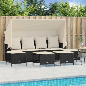 5-teiliges Gartenmöbel-Set und schwarze synthetische Rattankissen von vidaXL, Gartensets - Ref: Foro24-3261563, Preis: 384,99...