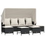 Set de muebles de jardín 5 pzas y cojines ratán sintético negro de vidaXL, Conjuntos de jardín - Ref: Foro24-3261563, Precio:...