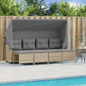 Gartensofa-Set mit Kissen, 5-teilig, beiges synthetisches Rattan von vidaXL, Gartensets - Ref: Foro24-3261542, Preis: 370,99 ...