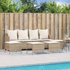 Garden sofa set with cushions 5 pieces beige synthetic rattan by vidaXL, Garden sets - Ref: Foro24-3261561, Price: 356,45 €, ...