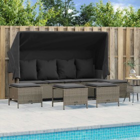 Gartensofa- und Kissenset, 5-teilig, hellgraues synthetisches Rattan von vidaXL, Gartensets - Ref: Foro24-3261568, Preis: 396...