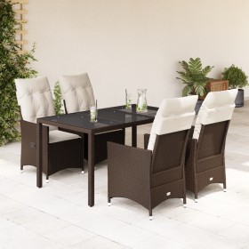 5-piece garden dining set and brown synthetic rattan cushions by vidaXL, Garden sets - Ref: Foro24-3276770, Price: 627,07 €, ...