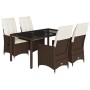 Set comedor de jardín 5 piezas y cojines ratán sintético marrón de vidaXL, Conjuntos de jardín - Ref: Foro24-3276770, Precio:...