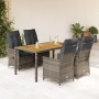 Set comedor de jardín 5 piezas con cojines ratán sintético gris de vidaXL, Conjuntos de jardín - Ref: Foro24-3276726, Precio:...