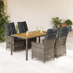 5-teiliges Garten-Essset mit grauen Kissen aus synthetischem Rattan von vidaXL, Gartensets - Ref: Foro24-3276726, Preis: 548,...