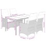 Set comedor de jardín 5 piezas con cojines ratán sintético gris de vidaXL, Conjuntos de jardín - Ref: Foro24-3276726, Precio:...