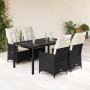 Set de muebles jardín 5 pzas con cojines ratán sintético negro de vidaXL, Conjuntos de jardín - Ref: Foro24-3276694, Precio: ...