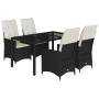 Set de muebles jardín 5 pzas con cojines ratán sintético negro de vidaXL, Conjuntos de jardín - Ref: Foro24-3276694, Precio: ...