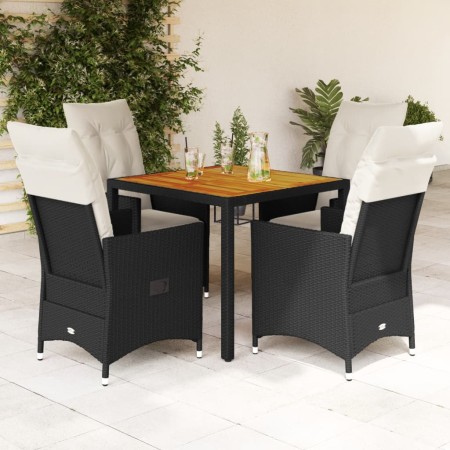 Set de muebles jardín 5 pzas con cojines ratán sintético negro de vidaXL, Conjuntos de jardín - Ref: Foro24-3276680, Precio: ...