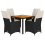 Set de muebles jardín 5 pzas con cojines ratán sintético negro de vidaXL, Conjuntos de jardín - Ref: Foro24-3276680, Precio: ...