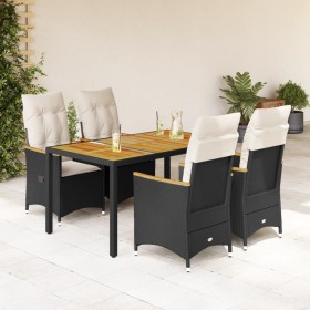 Set de muebles jardín 5 pzas con cojines ratán sintético negro de vidaXL, Conjuntos de jardín - Ref: Foro24-3276834, Precio: ...