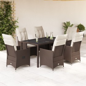 7-piece garden dining set with brown synthetic rattan cushions by vidaXL, Garden sets - Ref: Foro24-3276772, Price: 772,99 €,...