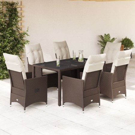 7-piece garden dining set with brown synthetic rattan cushions by vidaXL, Garden sets - Ref: Foro24-3276772, Price: 773,55 €,...