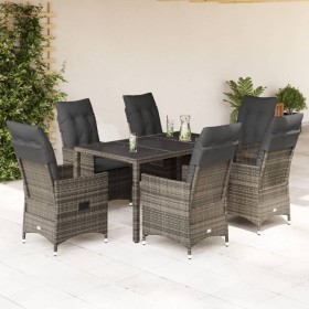 Garden dining set 7 pieces and gray synthetic rattan cushions by vidaXL, Garden sets - Ref: Foro24-3276739, Price: 739,99 €, ...