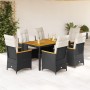 7-teiliges Garten-Essset und schwarze Kissen aus synthetischem Rattan von vidaXL, Gartensets - Ref: Foro24-3276836, Preis: 79...