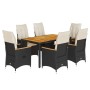 Set de comedor de jardín 7 pzas y cojines ratán sintético negro de vidaXL, Conjuntos de jardín - Ref: Foro24-3276836, Precio:...