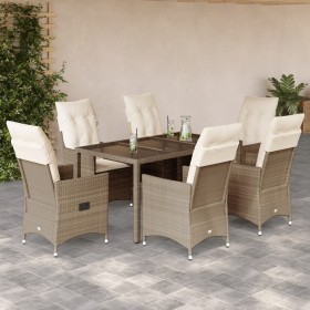 7-piece garden dining set with beige synthetic rattan cushions by vidaXL, Garden sets - Ref: Foro24-3276803, Price: 687,51 €,...