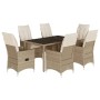 Set comedor de jardín 7 pzas con cojines ratán sintético beige de vidaXL, Conjuntos de jardín - Ref: Foro24-3276803, Precio: ...