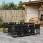 Set de comedor de jardín 9 pzas y cojines ratán sintético negro de vidaXL, Conjuntos de jardín - Ref: Foro24-3211639, Precio:...