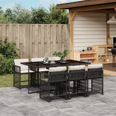 7-piece garden dining set and black synthetic rattan cushions by vidaXL, Garden sets - Ref: Foro24-3211626, Price: 414,64 €, ...