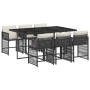 Set de comedor de jardín 7 pzas y cojines ratán sintético negro de vidaXL, Conjuntos de jardín - Ref: Foro24-3211626, Precio:...