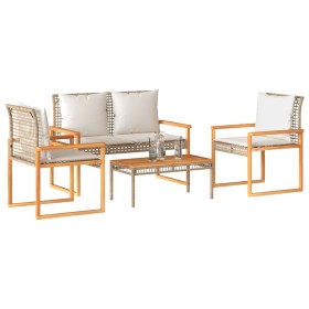 Garden furniture set with beige cushions mix 4 pieces PE rattan by vidaXL, Garden sets - Ref: Foro24-365859, Price: 256,42 €,...