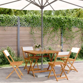 Garden dining set 5 pieces cream white solid wood fabric by vidaXL, Garden sets - Ref: Foro24-3281784, Price: 281,16 €, Disco...