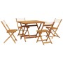 Set de comedor de jardín 5 pzas tela madera maciza blanco crema de vidaXL, Conjuntos de jardín - Ref: Foro24-3281784, Precio:...