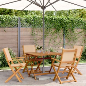 Garden dining set 5 pieces beige solid wood fabric by vidaXL, Garden sets - Ref: Foro24-3281835, Price: 366,99 €, Discount: %