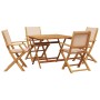 Garden dining set 5 pieces beige solid wood fabric by vidaXL, Garden sets - Ref: Foro24-3281835, Price: 366,99 €, Discount: %