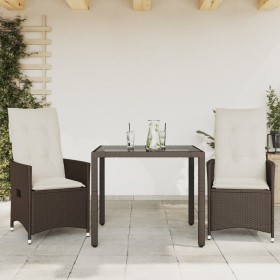 Gartenstühle und Tisch mit Kissen 3 Stück braunes PE-Rattan von vidaXL, Gartensets - Ref: Foro24-3276767, Preis: 311,99 €, Ra...