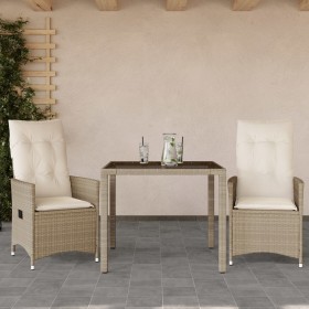 Gartenstühle und Tisch 3 Stück synthetisches Rattan beige Kissen von vidaXL, Gartensets - Ref: Foro24-3276799, Preis: 306,99 ...