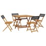 Set de comedor de jardín 5 pzas ratán PE madera maciza negro de vidaXL, Conjuntos de jardín - Ref: Foro24-3281778, Precio: 27...