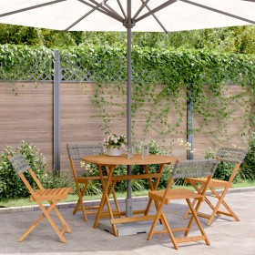 Garden dining set 5 pieces PE rattan solid wood gray by vidaXL, Garden sets - Ref: Foro24-3281767, Price: 256,40 €, Discount: %