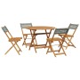 Garten-Essgruppe 5-teilig PE-Rattan Massivholz grau von vidaXL, Gartensets - Ref: Foro24-3281767, Preis: 256,40 €, Rabatt: %