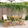 3-teiliges Bistro-Set aus cremeweißem Stoff und Massivholz von vidaXL, Gartensets - Ref: Foro24-3281880, Preis: 194,27 €, Rab...